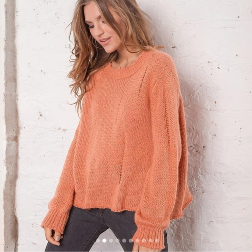 Wooden ships S/M Oliver distressed sweater crewneck lightweight knit wool blend‎